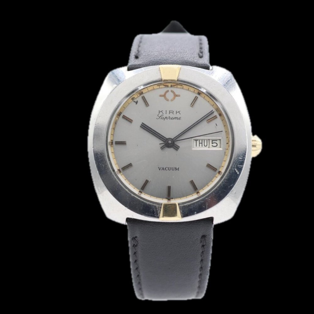 Vintage Kirk Supreme Men's Automatic Wristwatch Swiss Chrome & Gold tone